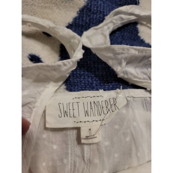 Sweet Wanderer White Peplum Sleeveless Semi Sheer Blouse Size M 100% Cotton - Picture 5 of 6